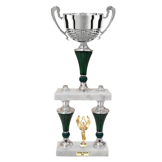 Trophée colonne argent vert 45cm