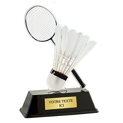 Trophée badminton plexiglas 16cm
