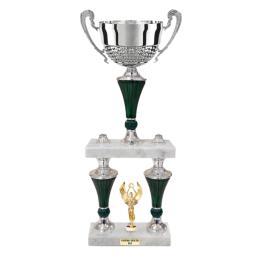 Trophée colonne argent vert 45cm