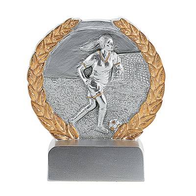 Trophée foot femme résine 11cm - RS1705