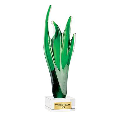 Trophées verre design vert 25cm - 1010