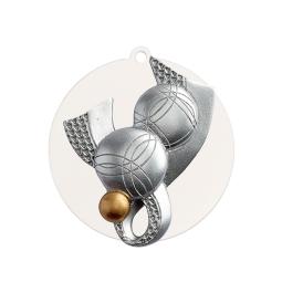 Médaille pétanque fond noir ou blanc Ø70mm