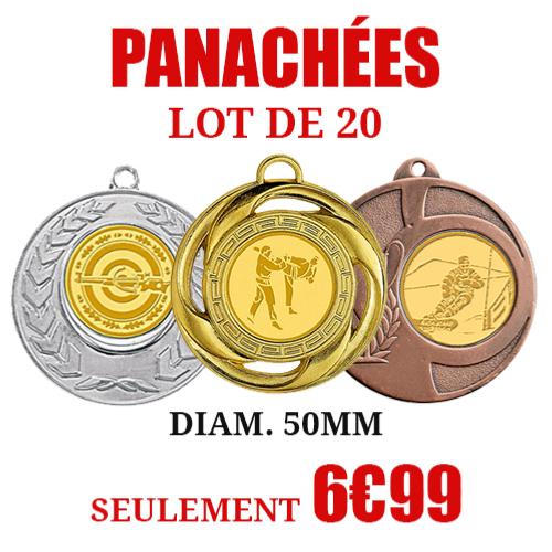 Médailles panachées 50mm lot de 20