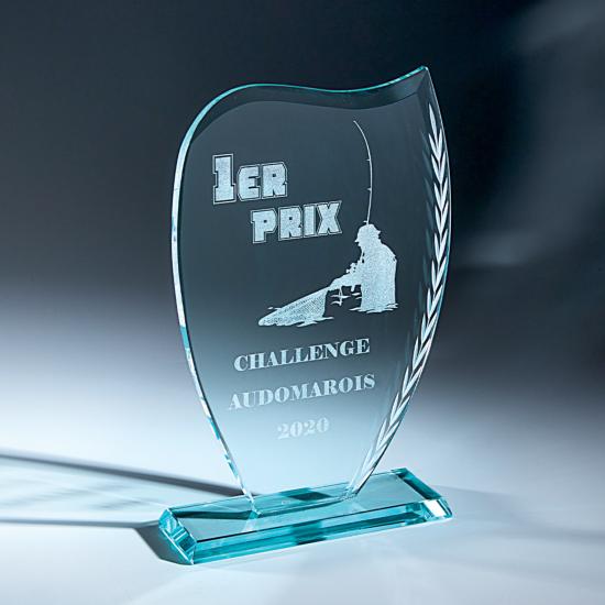 Trophée verre décor laurier 19cm - TV4037C