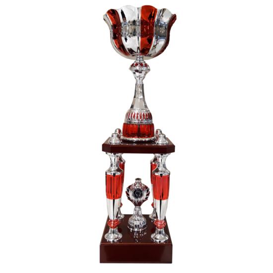Trophée colonne argent rouge 59cm