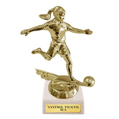 Trophée foot féminin plastique 14cm
