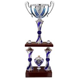 Trophée colonne argent bleu violet 52cm