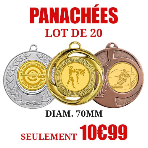 Médailles panachées 70mm lot de 20