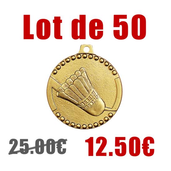 Médaille fer badminton Ø32mm lot 50