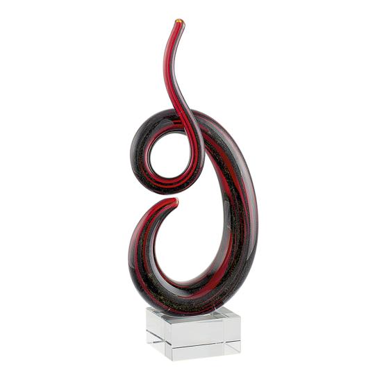 Trophées verre design rouge noir 27cm