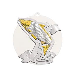 Médaille pêche acrylique métal Ø80mm