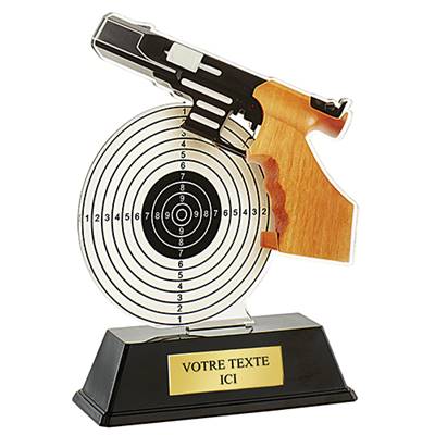 Trophée tir pistolet plexiglas 16cm