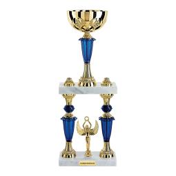 Trophée colonne argent bleu 45cm 