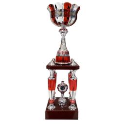 Trophée colonne argent rouge 59cm