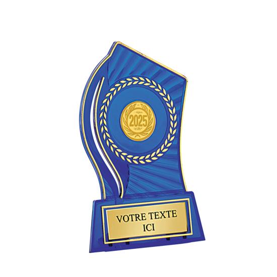 Trophée porte-centre plastique bleu or 13cm