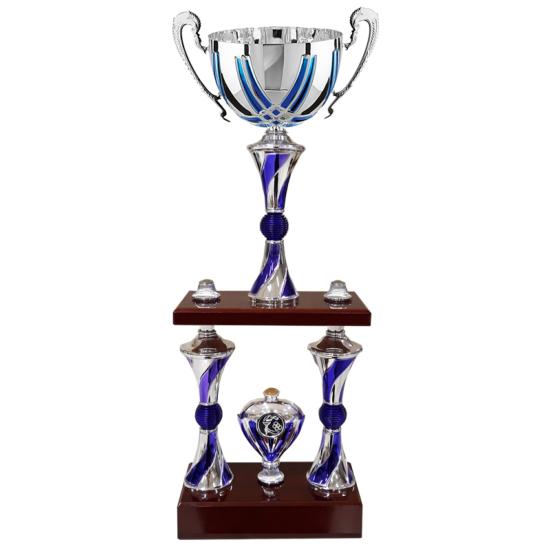 Trophée colonne argent bleu violet 52cm