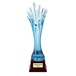 Trophée verre bleu soufflé <br> 3 tailles disponibles