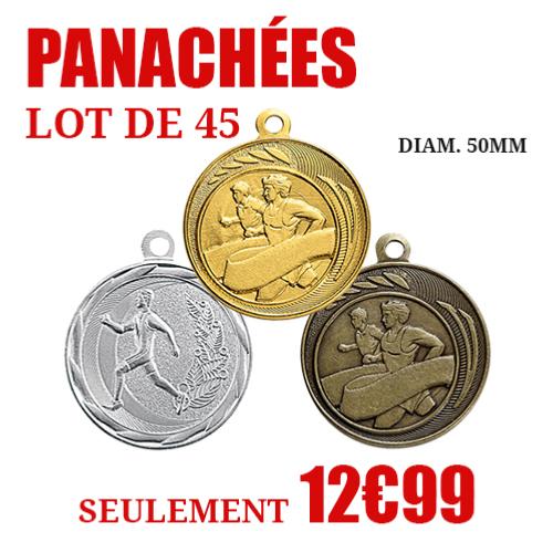 Médailles cross panachées 50mm lot 20