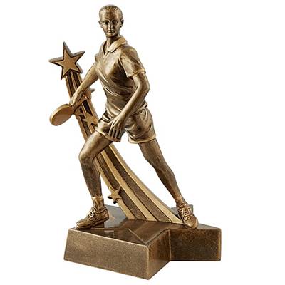 Trophée tennis de table féminin résine 21cm - RS0358