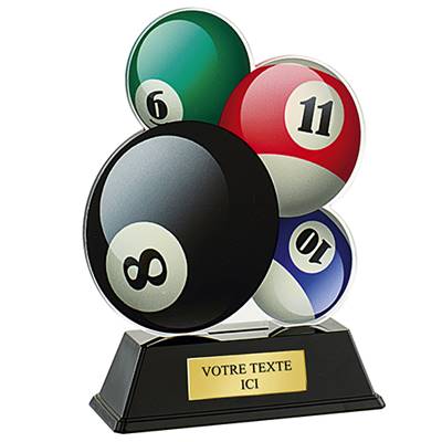 Trophée billard plexiglas 16cm - PN051