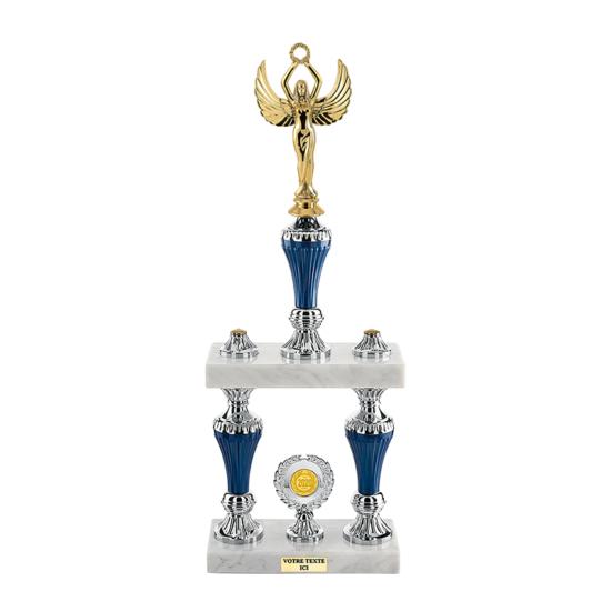 Trophée colonne argent bleu 48cm