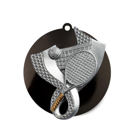 Médaille tennis fond noir ou blanc Ø70mm