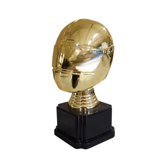 Trophée casque or plastique 15cm