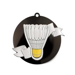 Médaille badminton acrylique métal Ø80mm
