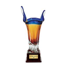 Trophées verre design bleu orange 47cm
