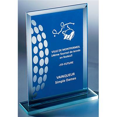 Trophée verre bleu 15cm