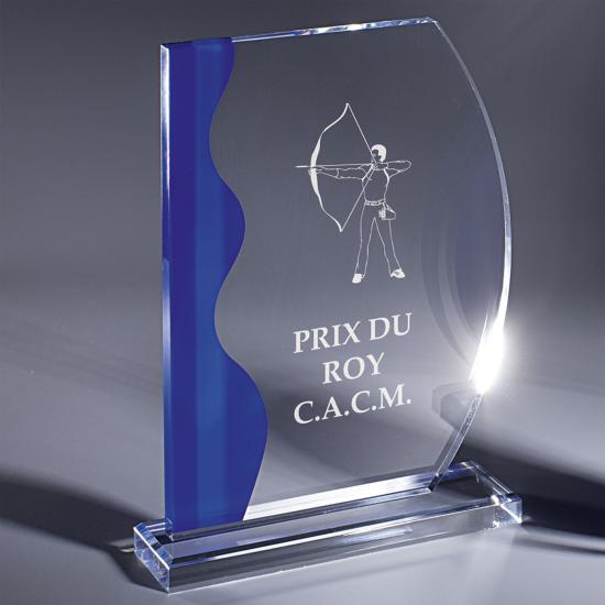 Trophée Plexiglas avec décor bleu