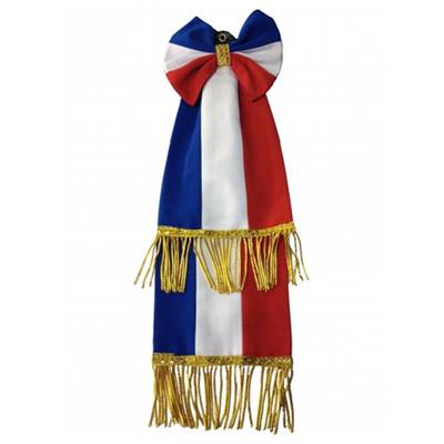 Cravate en maille tricolore avec frange filée or pour drapeau - cravtric