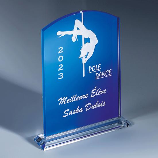 Trophée acrylique bleu personnalisable 18cm